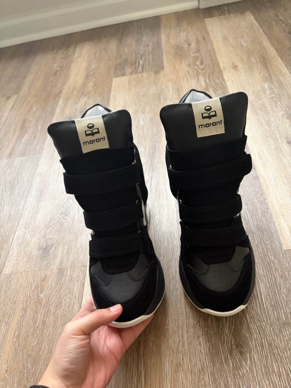 Isabel Marant Black and White Platform Wedge Sneakers - Picture 4 of 7